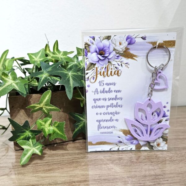 02 Kit Lembrancinha personalizada de 15 anos com chaveiro