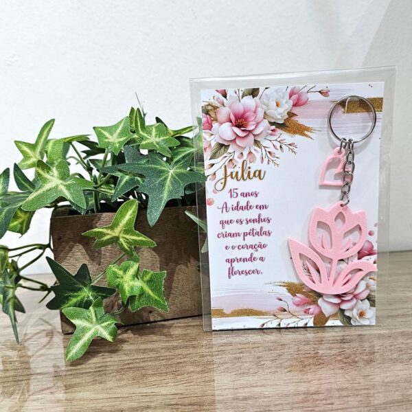03 Kit Lembrancinha personalizada de 15 anos com chaveiro