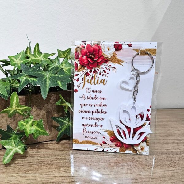 05 Kit Lembrancinha personalizada de 15 anos com chaveiro