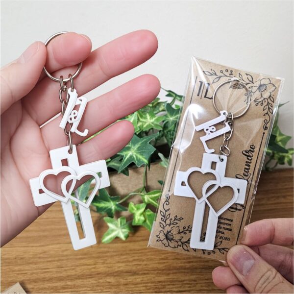 1 Kit Lembrancinha personalizada de chaveiro de cruz com iniciais