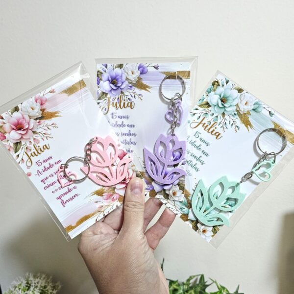 11 Kit Lembrancinha personalizada de 15 anos com chaveiro