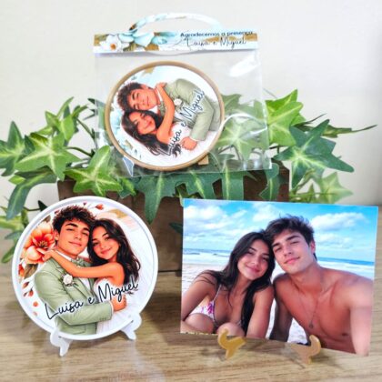 3 Kit Lembrancinha personalizada de casamento com foto ilustrada