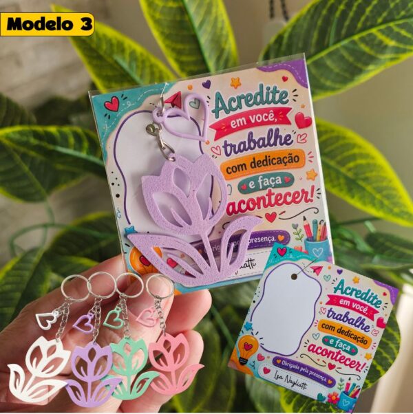 3 Kit Lembrancinha de chaveiro com card motivacional