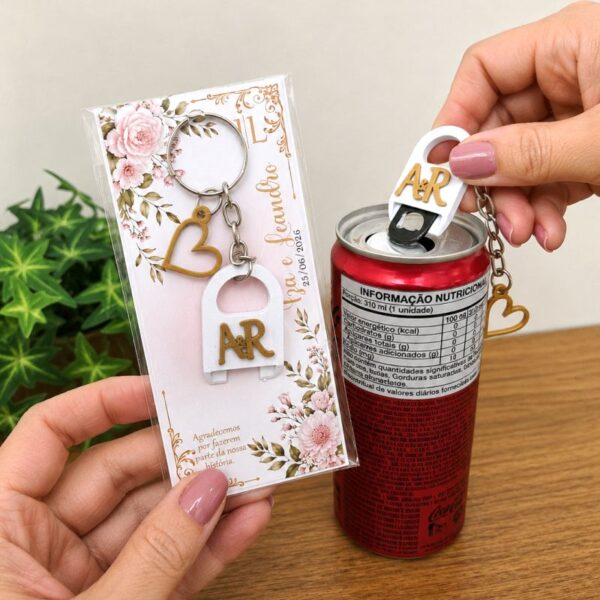 3 Kit Lembrancinha personalizada de chaveiro abridor de latinhas com iniciais