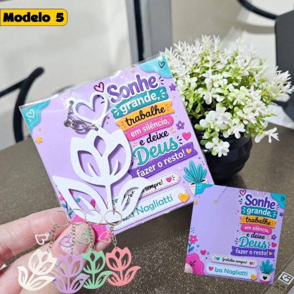 5 Kit Lembrancinha de chaveiro com card motivacional