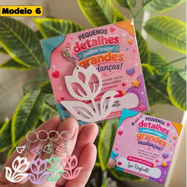 6 Kit Lembrancinha de chaveiro com card motivacional